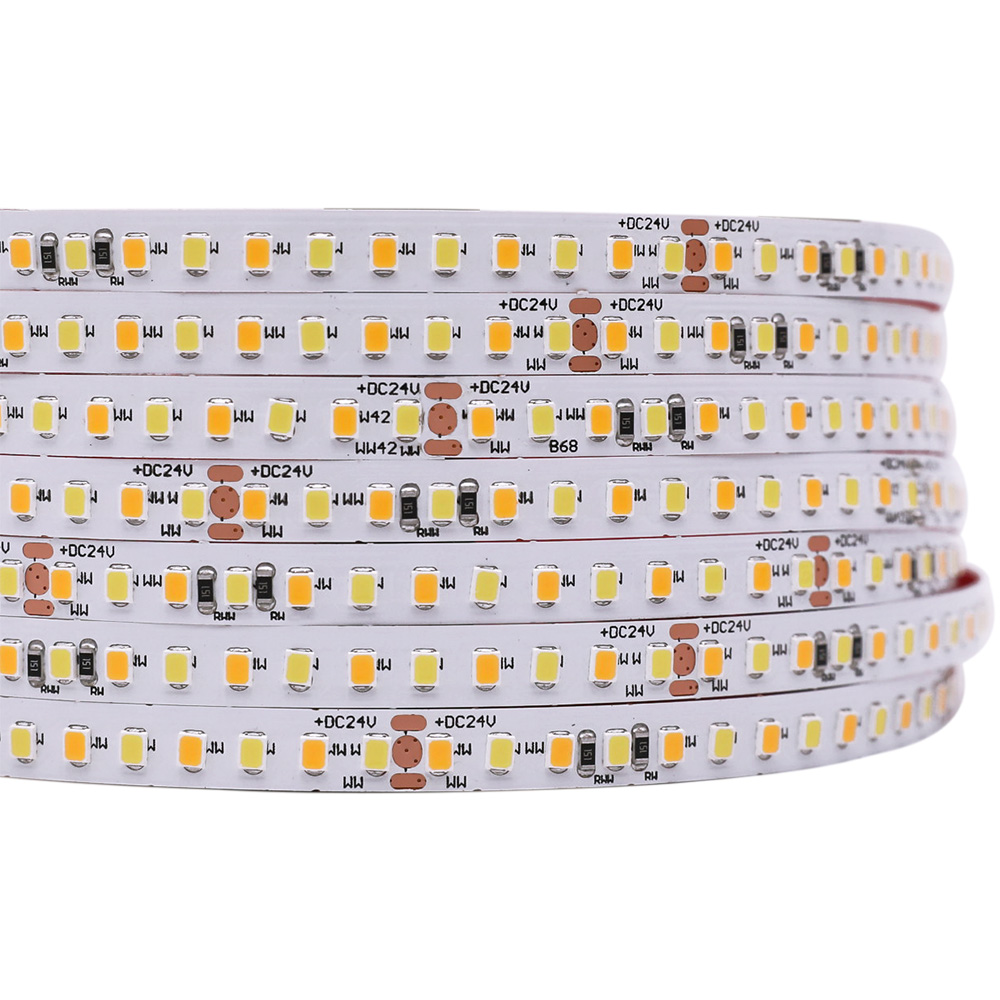 24V 8mm CCT Tunable White LED Strip, Warm White + Pure White 2835 LEDs